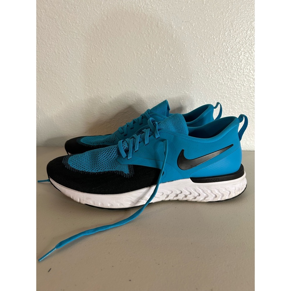 Nike Odyssey React 2 Flyknit Running Shoes Mens Sz 11.5 Blue Lagoon Trainers